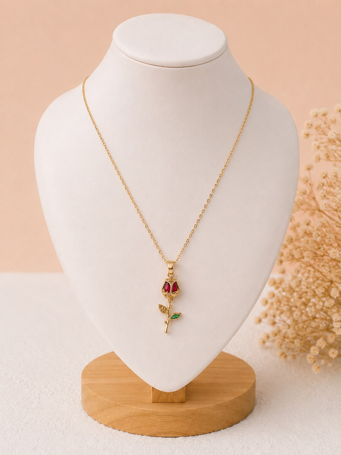 Elegant Rose Pendant Necklace