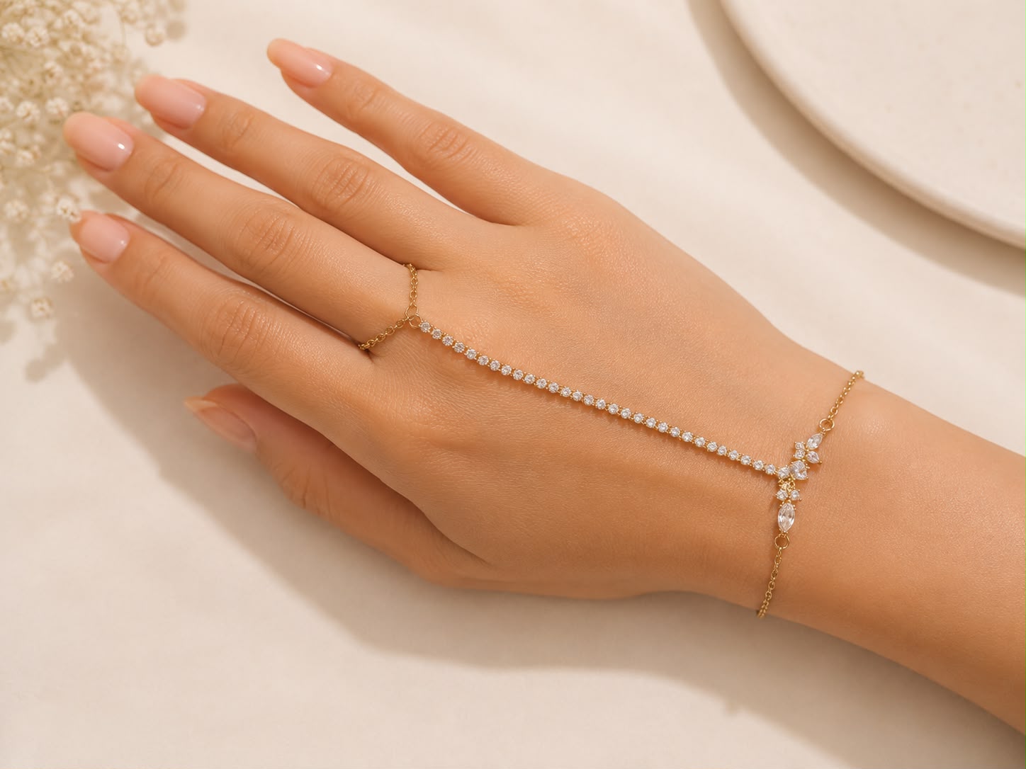 Crystal Gold Grace Hand Chain