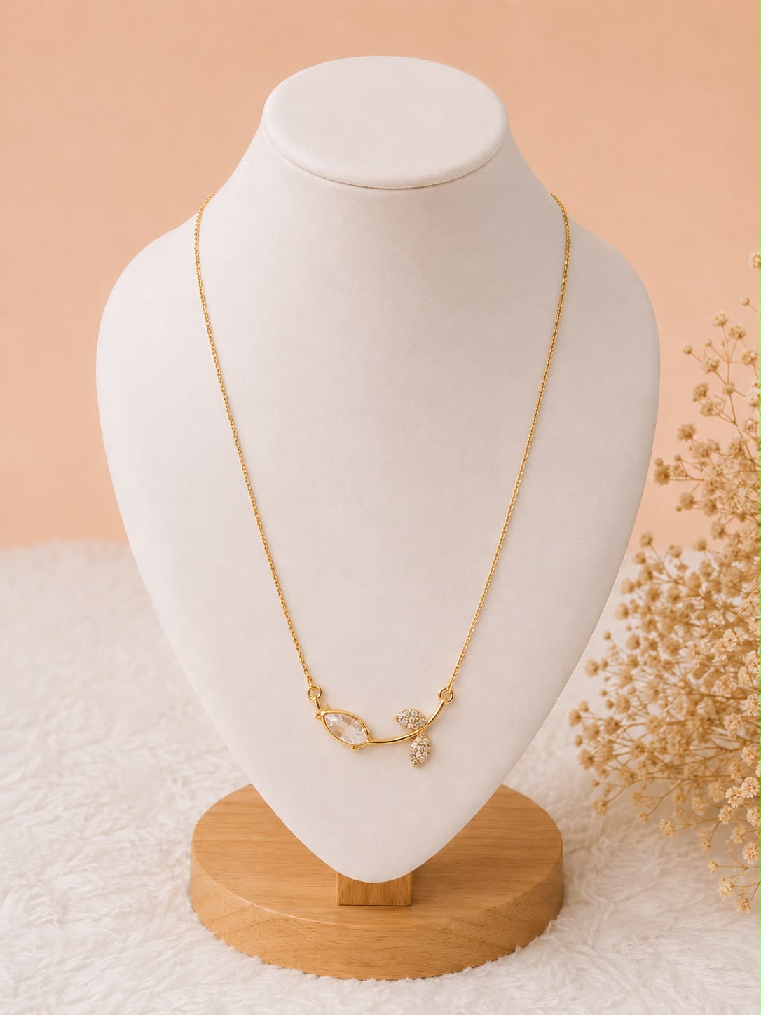 Golden Leaf Crystal Necklace