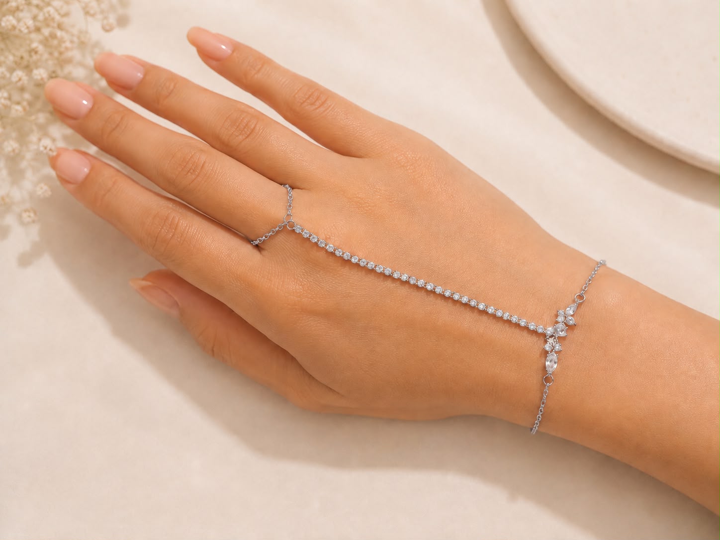 Crystal Silver Grace Hand Chain